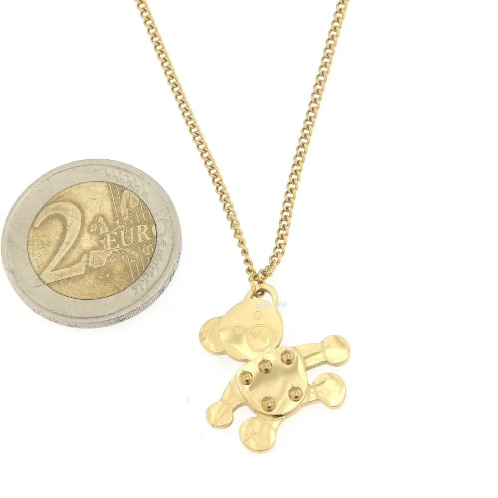 Orsetto Liscio  - Girocollo in Acciaio con Strass - CAC6364-Orsetto Liscio  - Girocollo in Acciaio con Strass