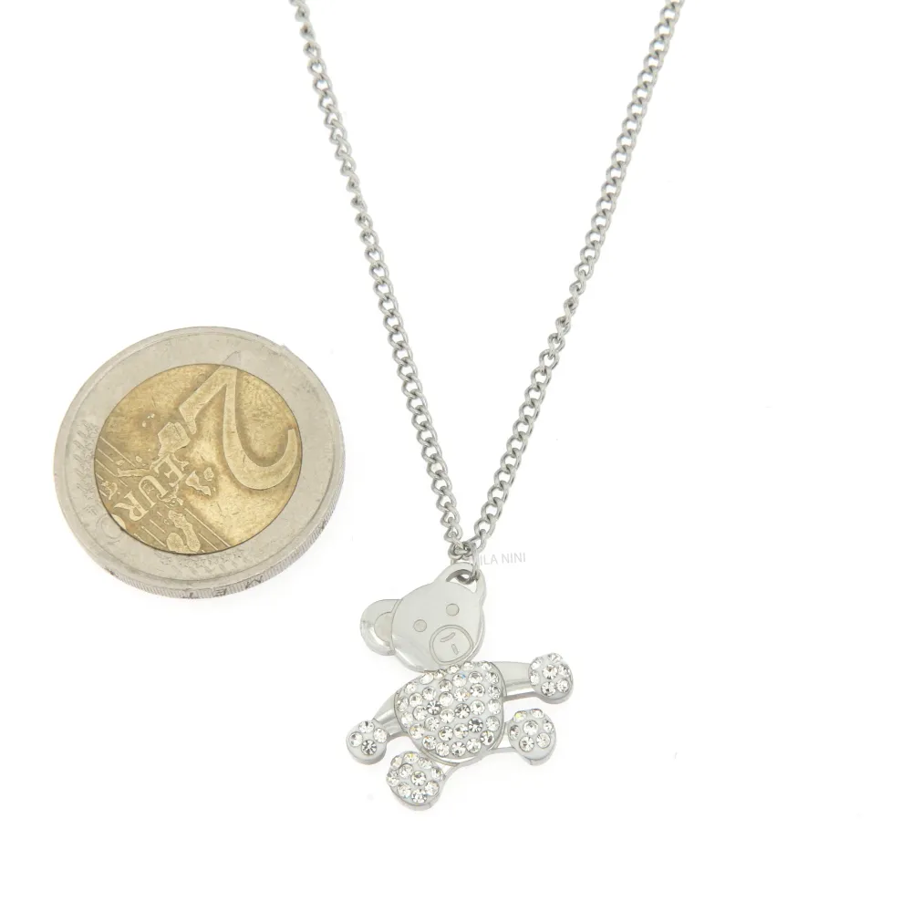 Orsetto Strass  - Girocollo in Acciaio con Strass - CAC6365-Orsetto Strass  - Girocollo in Acciaio con Strass