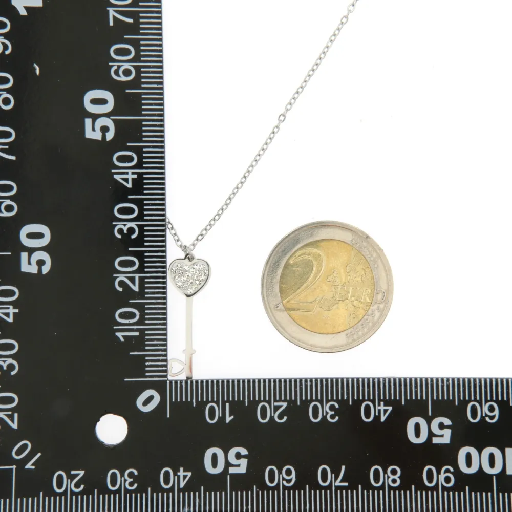 CAC6713-Chiave Cuore-Collana Girocollo in Acciaio - CAC6713-Chiave Cuore-Collana Girocollo in Acciaio