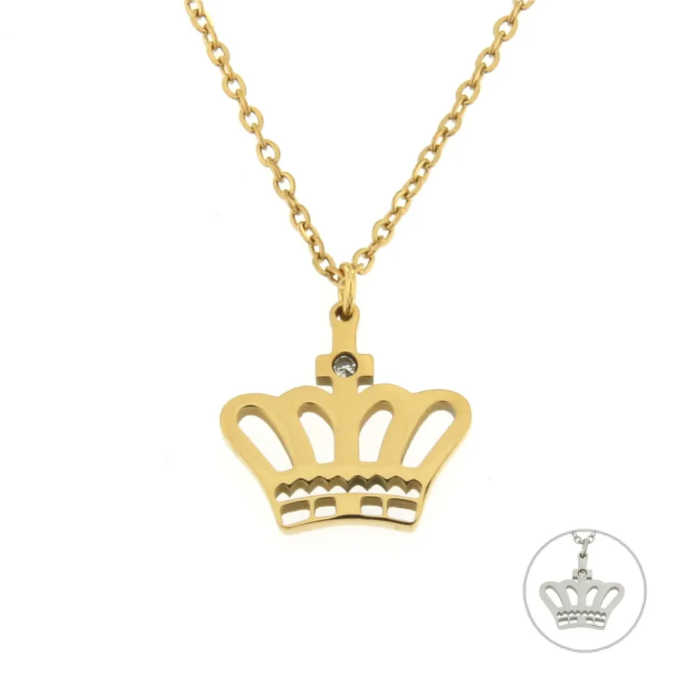 CAC7229-Corona- Collana Girocollo in Acciaio - CAC7229-Corona- Collana Girocollo in Acciaio