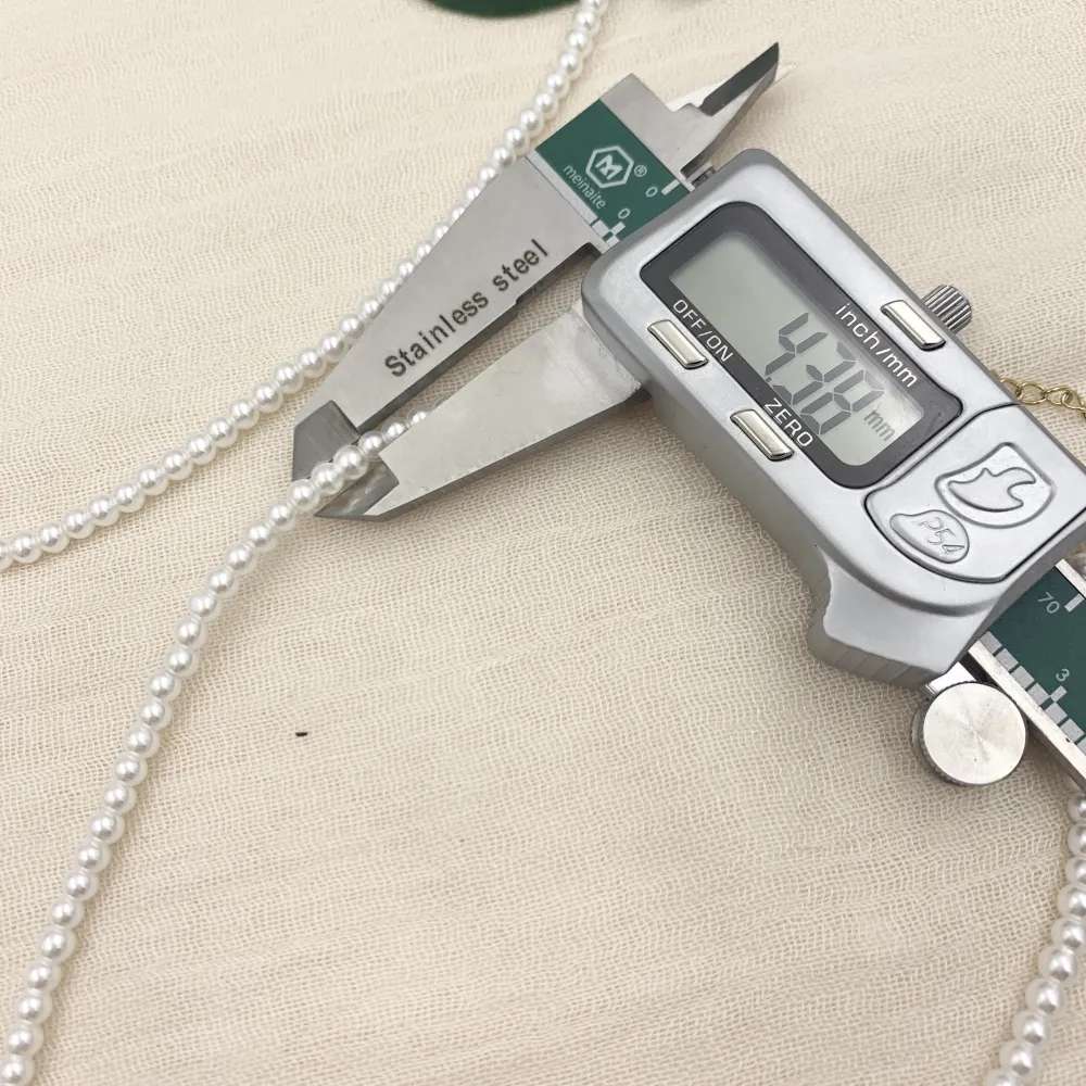 CAC7240-Perla 4mm - Collana Corta in Acciaio - CAC7240-Perla 4mm - Collana Corta in Acciaio