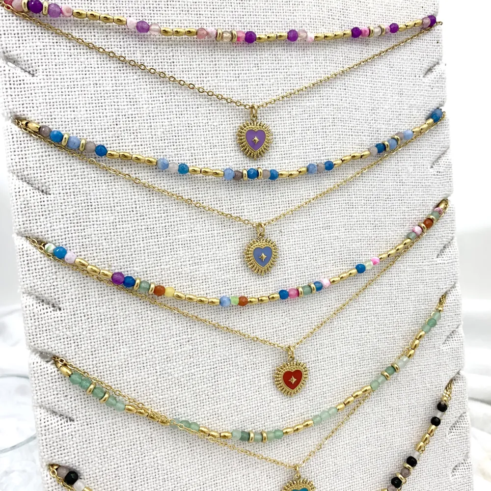 Doppio con Sacro Cuore-Collana Corta in Acciaio - CAC-732-25