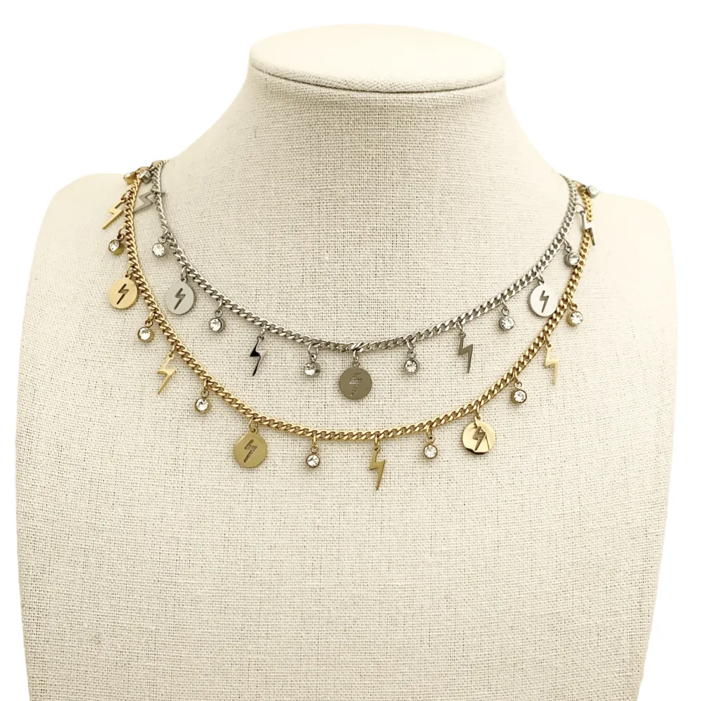 CAC7575-Fulmine-Collana Corta in Acciaio - CAC7575-Fulmine-Collana Corta in Acciaio