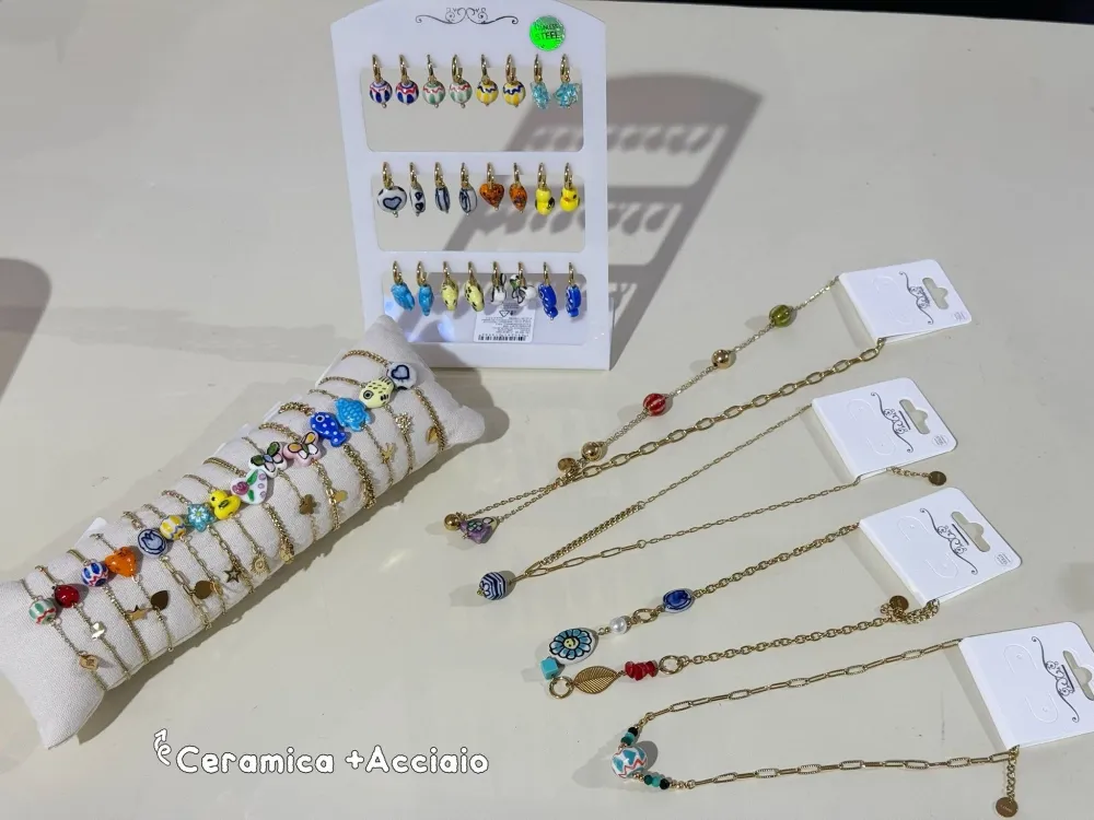 Pallina Ceramica -Collana Corta in Acciaio - CAC-765-53