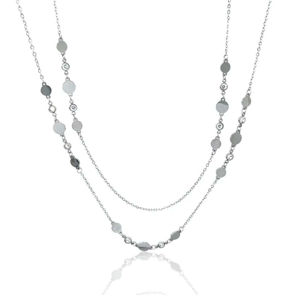 Tondo Punto Luce con Pietra-Collana Lunga in Acciaio - CAL-103-AA2355N