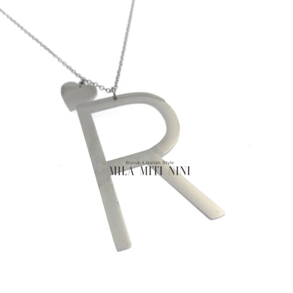 CAL413-1543-Iniziale ARGENTO-Collana Lunga in Acciaio - CAL413-1543-Iniziale ARGENTO-Collana Lunga in Acciaio