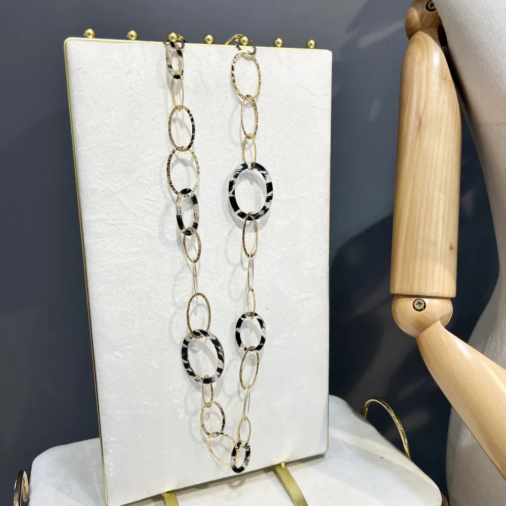 Cerchio Ovale Maculato-Collana Lunga in Acciaio - CAL-4825N 80+5cm