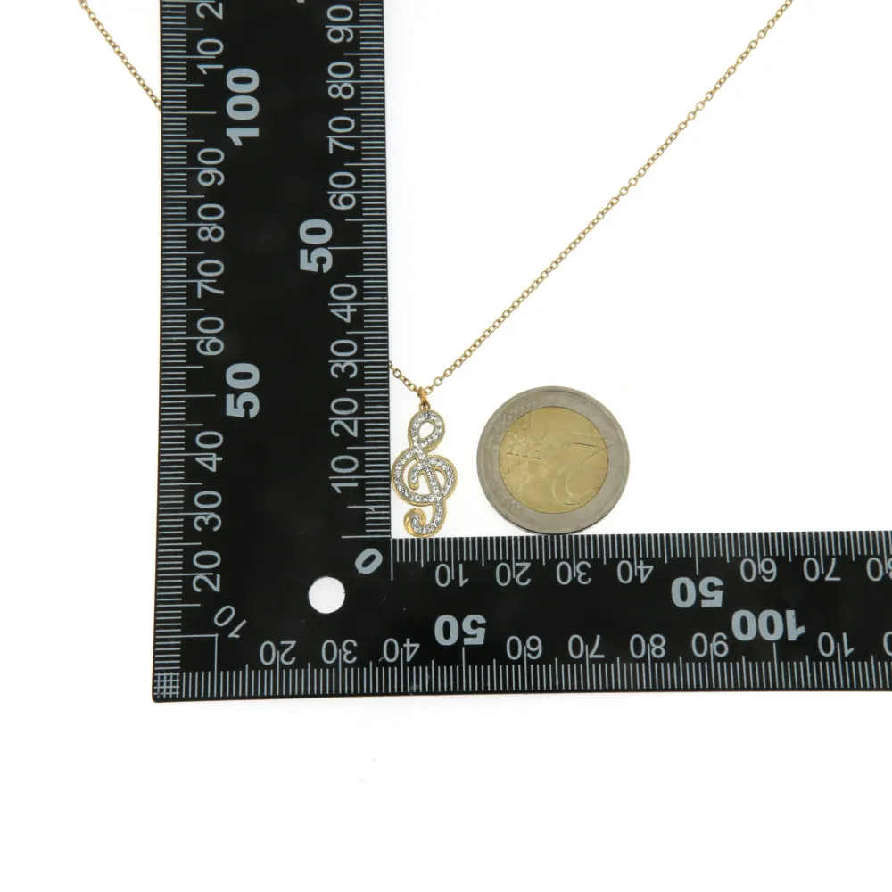 CAS-Note Musicale 4615 - Collana in Acciaio con Strass - CAS-Note Musicale 4615 - Collana in Acciaio con Strass