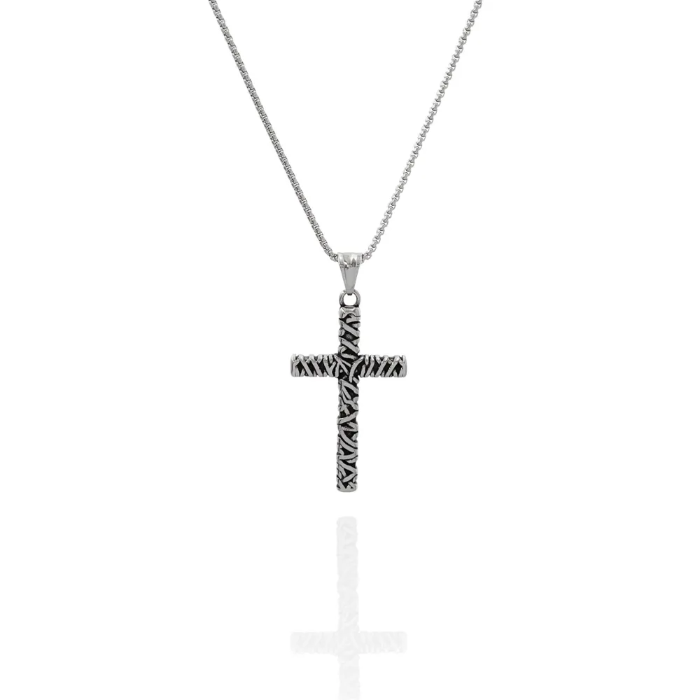 Croce-Collana Lunga in Acciaio - CAU-423-70