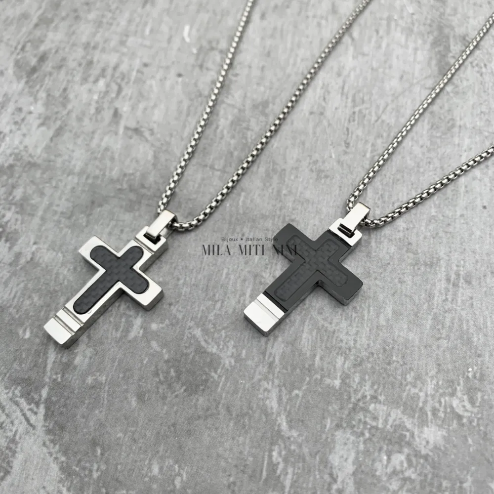 CAU600-A65-Croce-Collana da uomo in Acciaio - CAU600-A65-Croce-Collana da uomo in Acciaio
