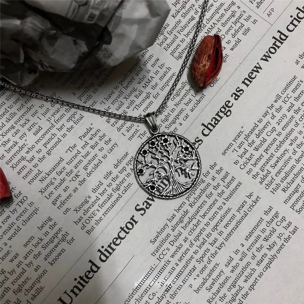 Albero della Vita-Collana Lunga da Uomo in Acciaio - CAU-717-19 60mm