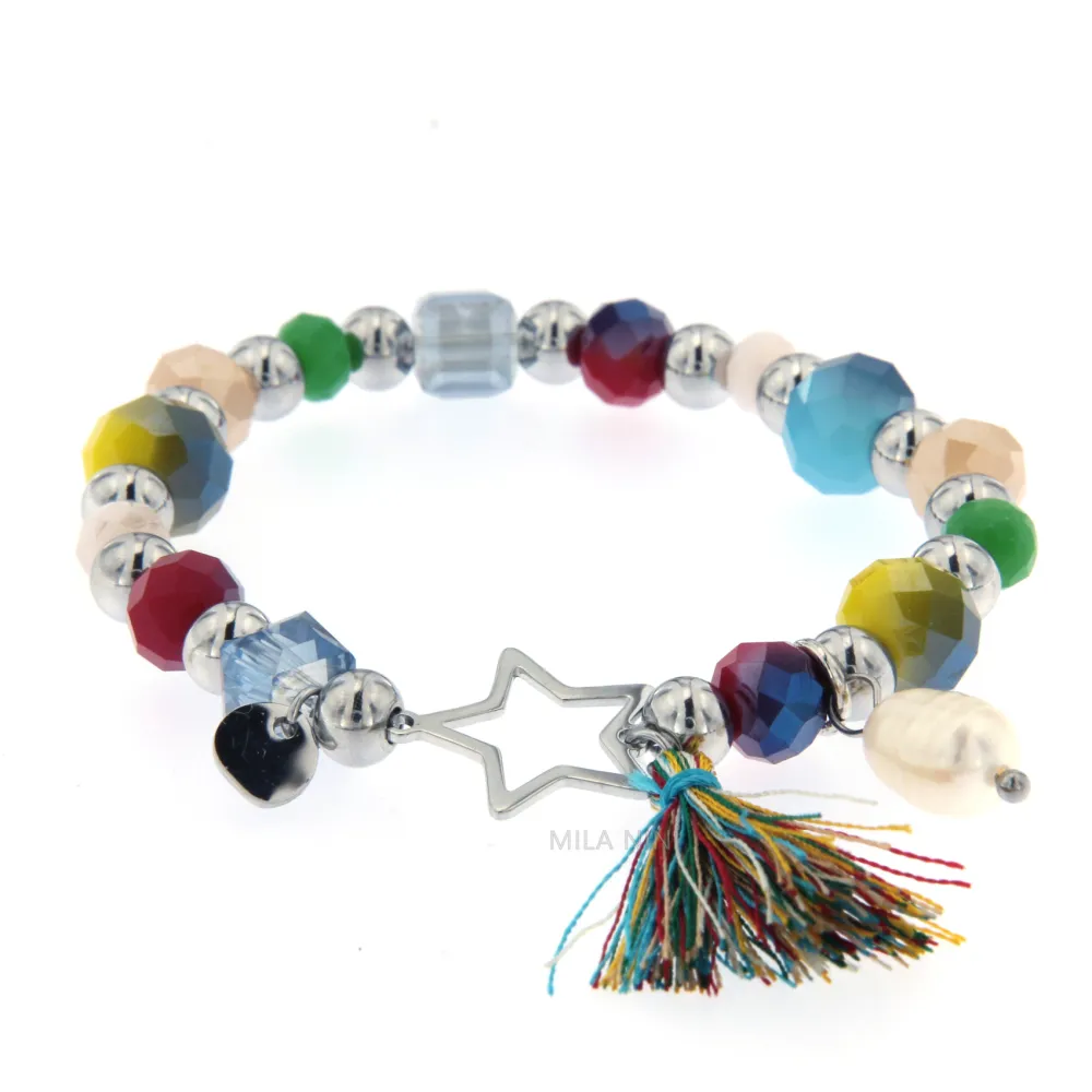 CBAE Stella - Bracciale Elastico Acciaio Perla Napine  1016 - CBAE Stella- Bracciale Elastico Acciaio 1016