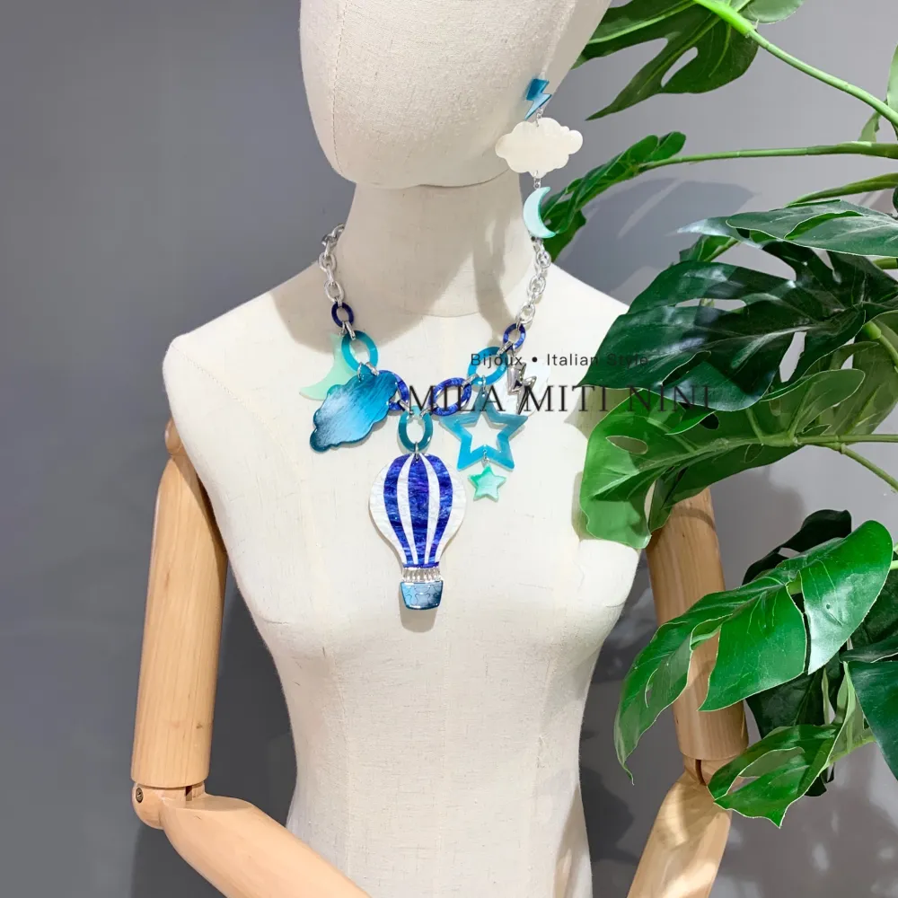 Mongolfiera-Collana Corta in Resina - CMC-11725