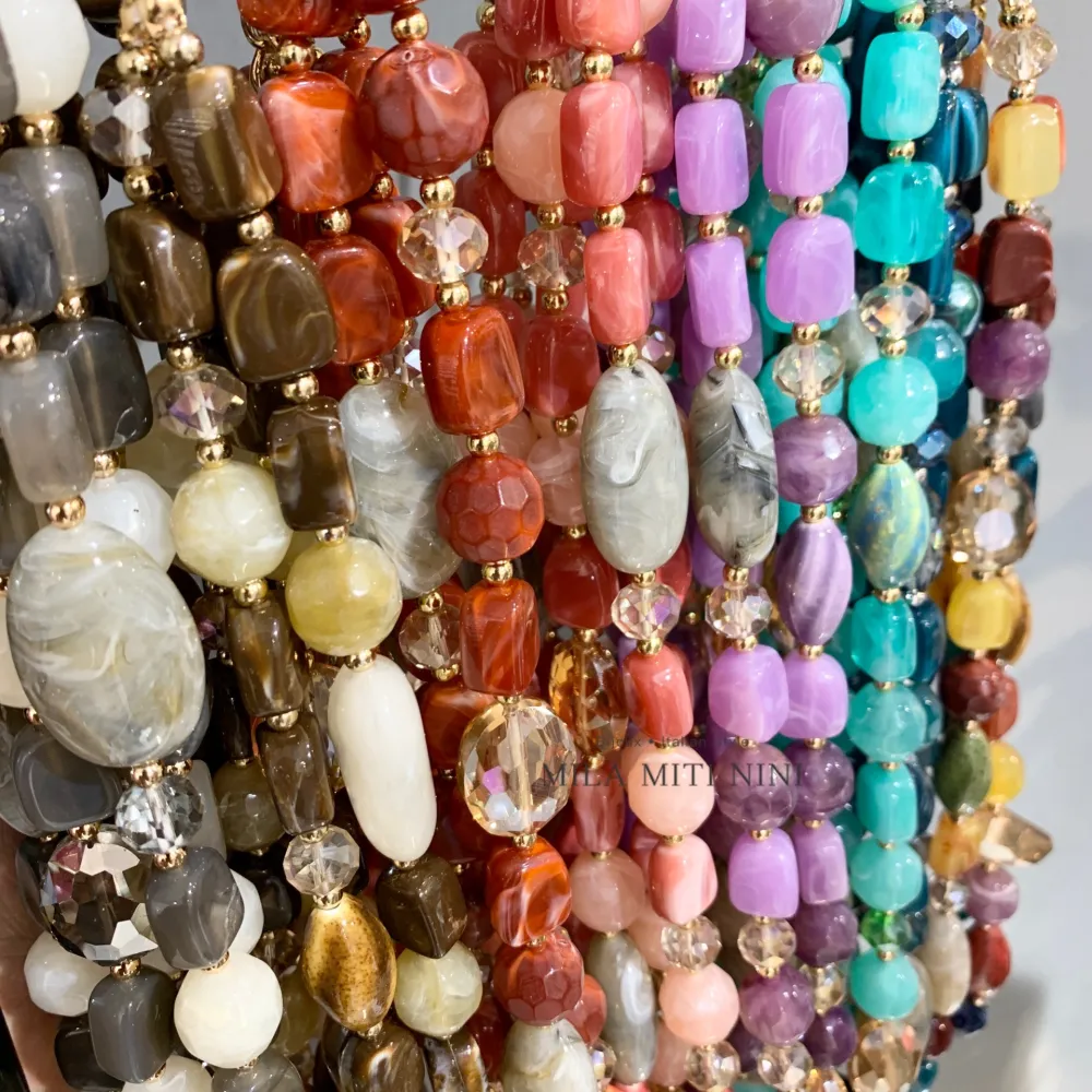 Multifilo Effetto Pietra-Collana Corta Moda - CMC-401-34S