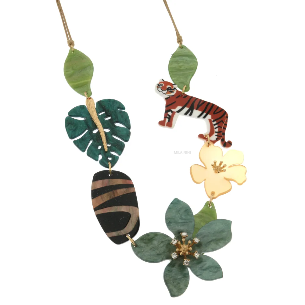 RCL Tigre Palma - Collana Lunga Resina - CML-11731