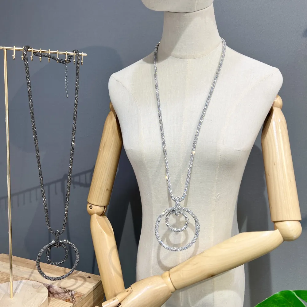 Doppio Cerchio -Collana Lunga Moda - CML-759-14