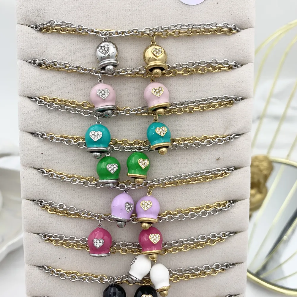 Campanello Smaltato-12pz Collane in Acciaio - CPA-103-AA3438NB