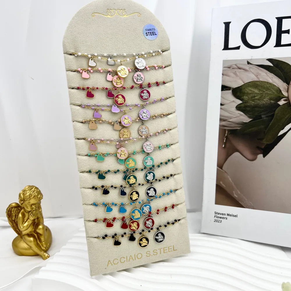 Angelo Smaltato con Cuore-24pz Collane Corte in Acciaio - CPA-103-AA4635N