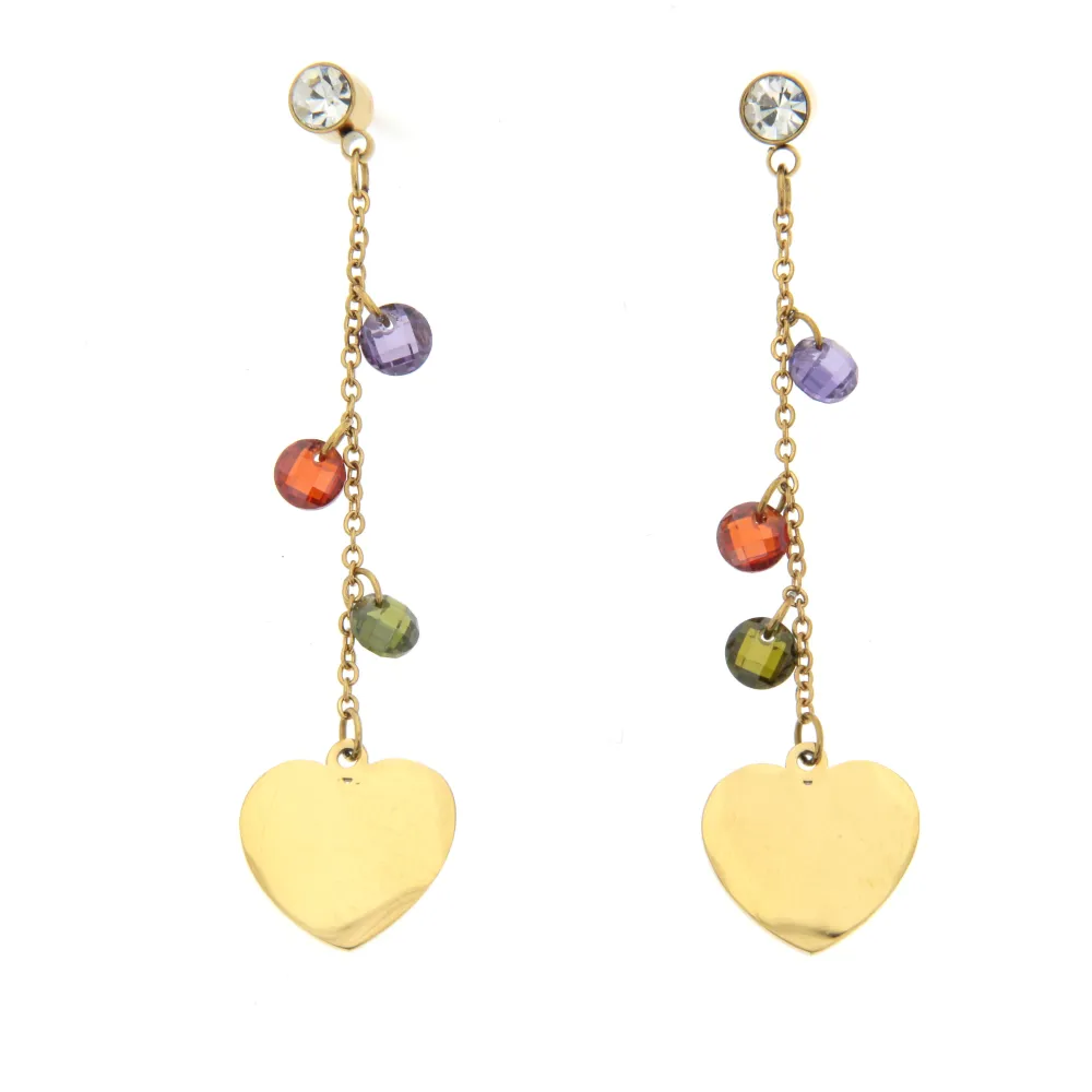 Cuore e Zirconi 3135 -  Orecchini Pendenti in Acciaio - Cuore e Zirconi 3135 -  Orecchini Pendenti in Acciaio