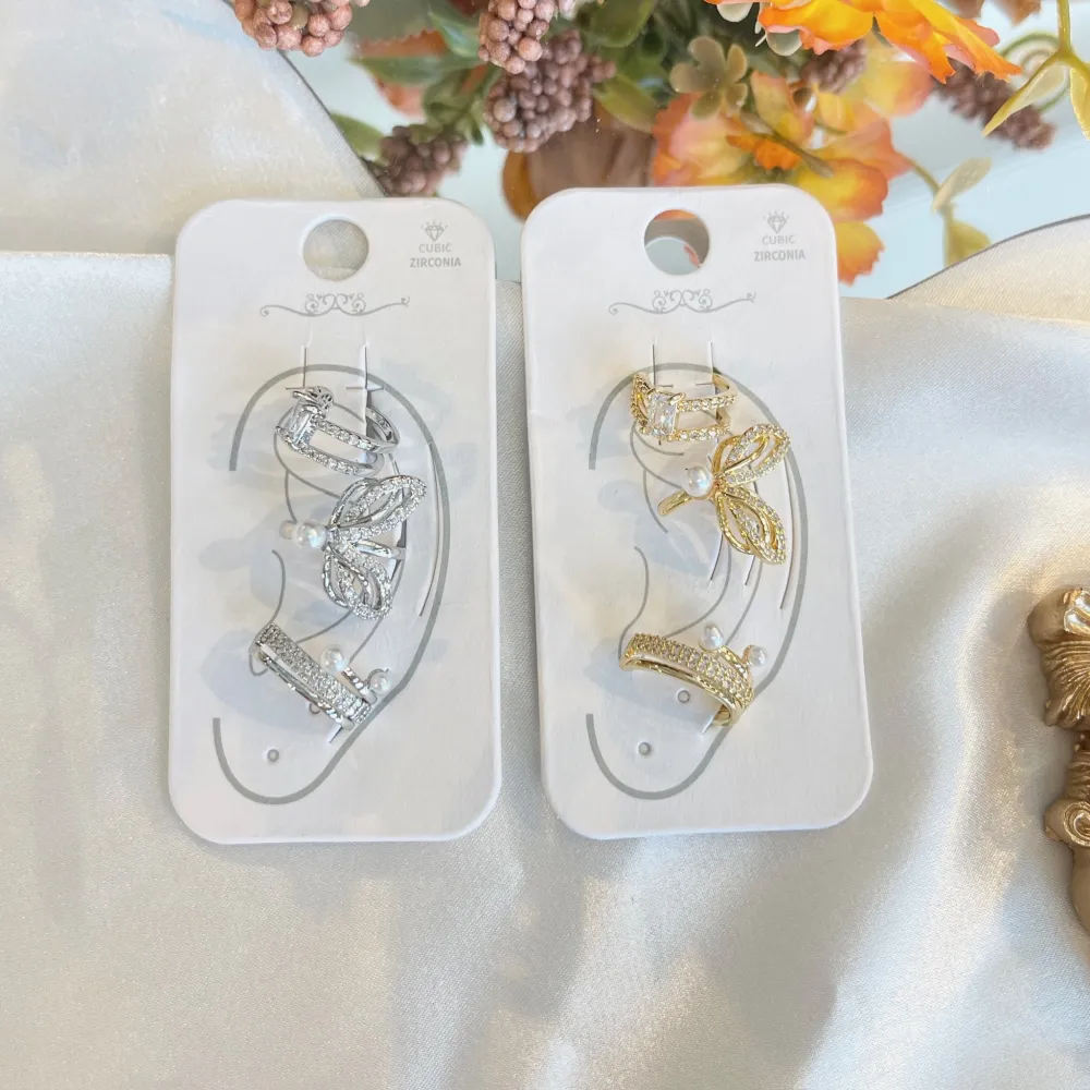 Set 3Pz  -Earcuff con Zirconia - EAK-506-307