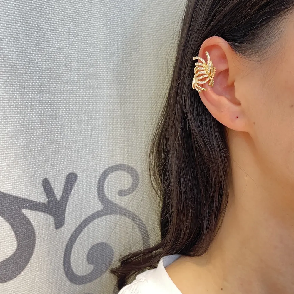 Piuma con Zirconia-Earcuff in Ottone - EAK-506-332