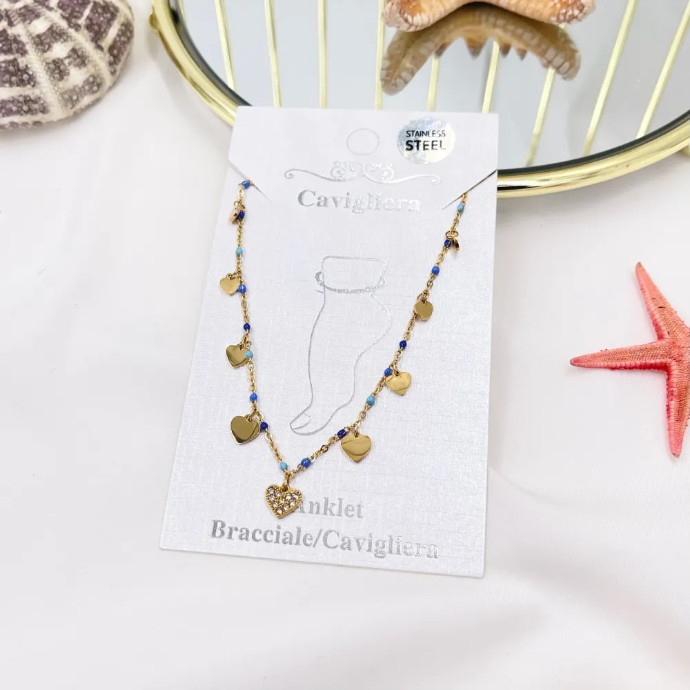 Cuore Smaltato-Cavigliera in Acciaio - KAV-103-AA3439B