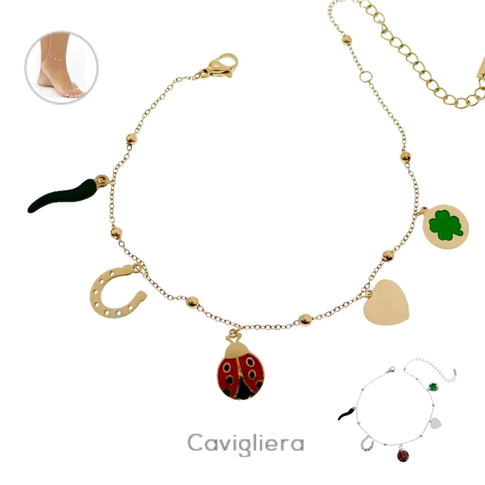 KAV7730-Fortuna Smaltato-Cavigliere in Acciaio - KAV-413-052