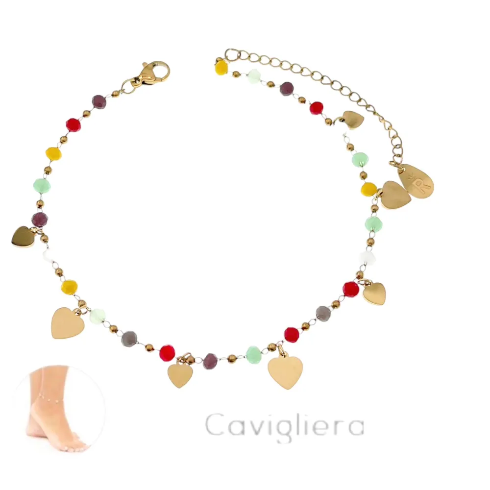 Cristalli con Cuore-Cavigliera in Acciaio - KAV-413-324