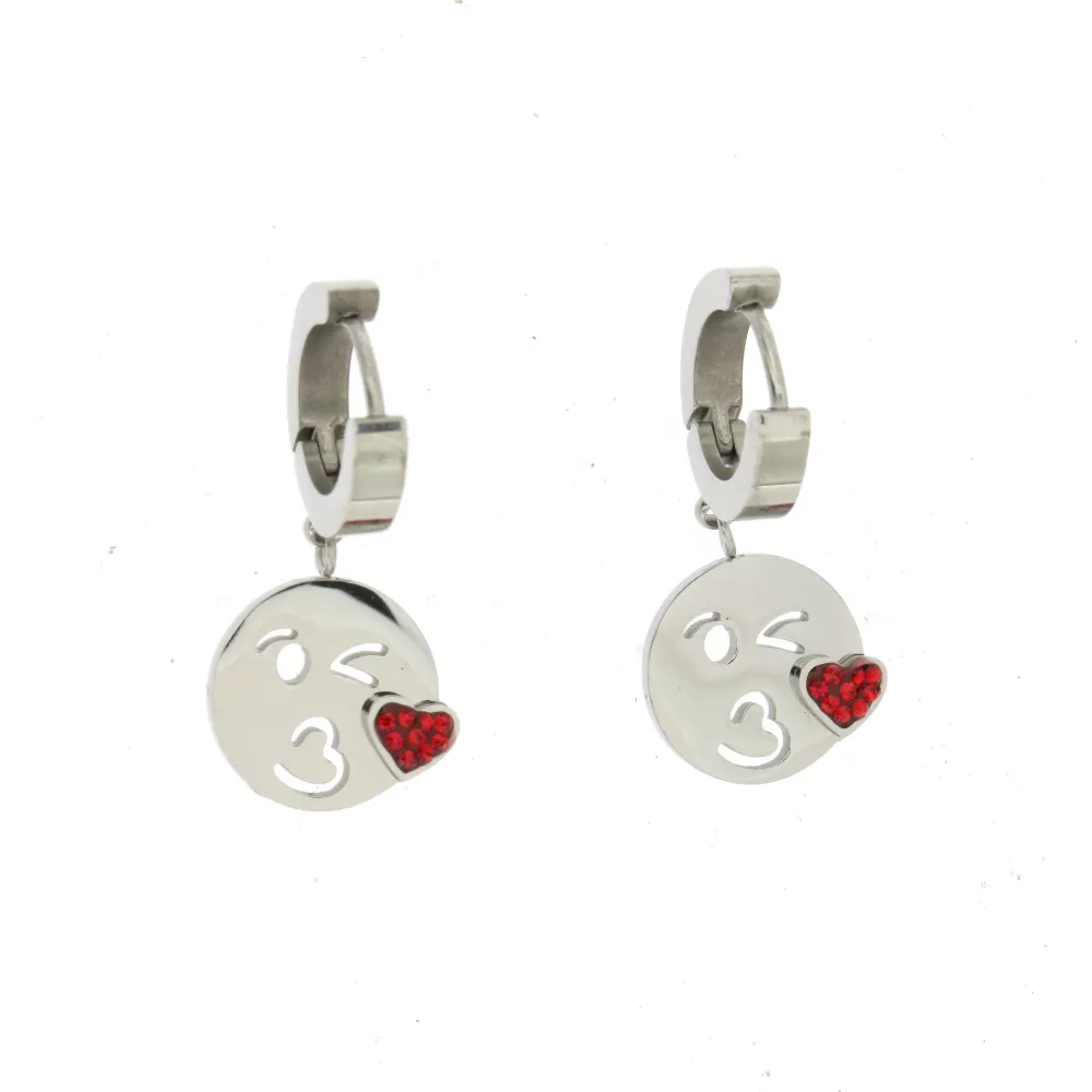 OAC- Bacio 4416 - Orecchini a Cerchio con Pendenti in Acciaio - OAC- Bacio 4416 - Orecchini a Cerchio con Pendenti in Acciaio