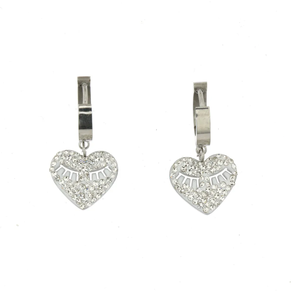 OAC- Cuore face 4413 - Orecchini a Cerchio con Pendenti in Acci - OAC- Cuore face 4413 - Orecchini a Cerchio con Pendenti in Acci