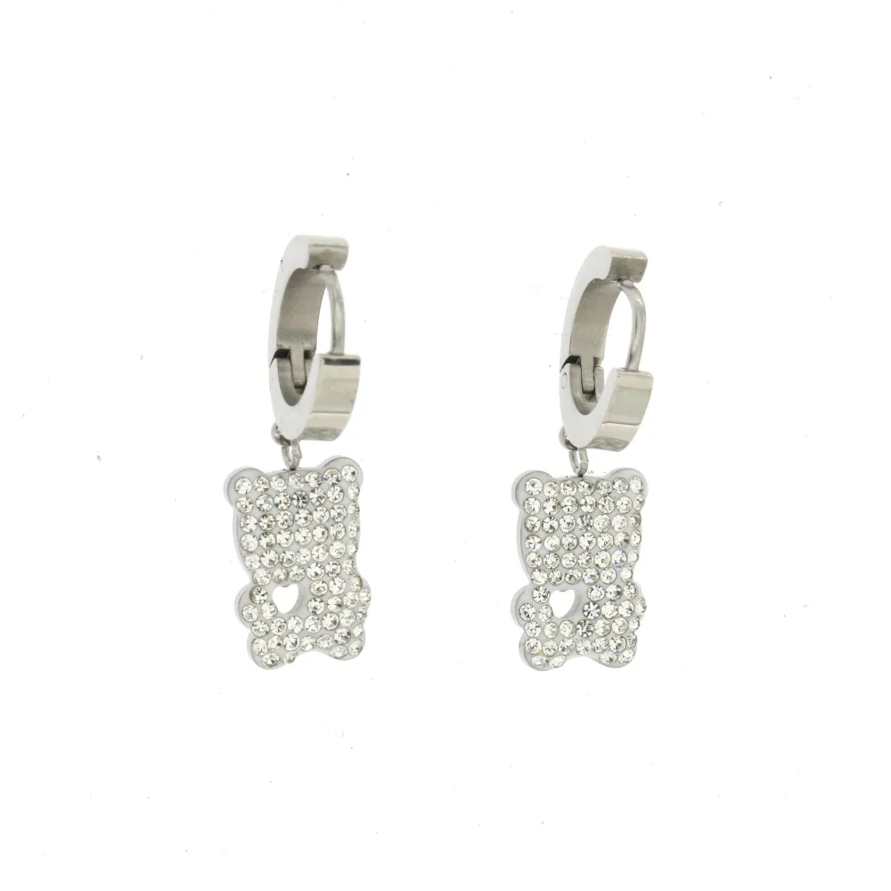 OAC- Orsetto 4411 - Orecchini a Cerchio con Pendenti in Acciaio - OAC- Orsetto 4411 - Orecchini a Cerchio con Pendenti in Acciaio