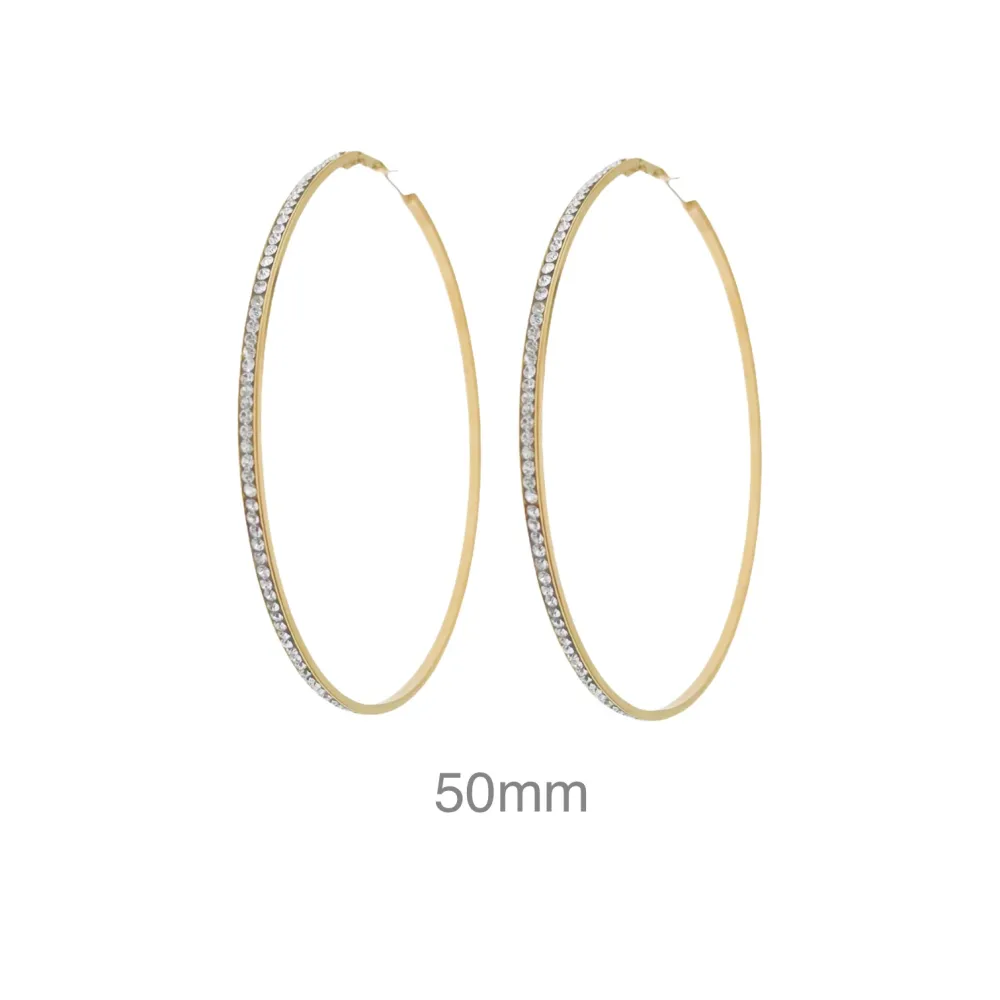 OAC7289-Strass 5cm - Orecchini a Cerchio in Acciaio - OAP-103-AA1057E 5cm con Strass