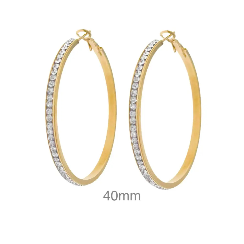 OAC7288-Strass 4cm - Orecchini a Cerchio in Acciaio - OAP-103-AA1057E