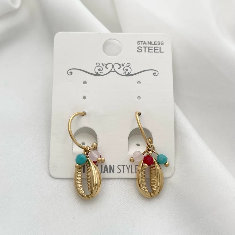 Cerchio con Conchiglia-Orecchini in Acciaio - OAP-103-AA1717E