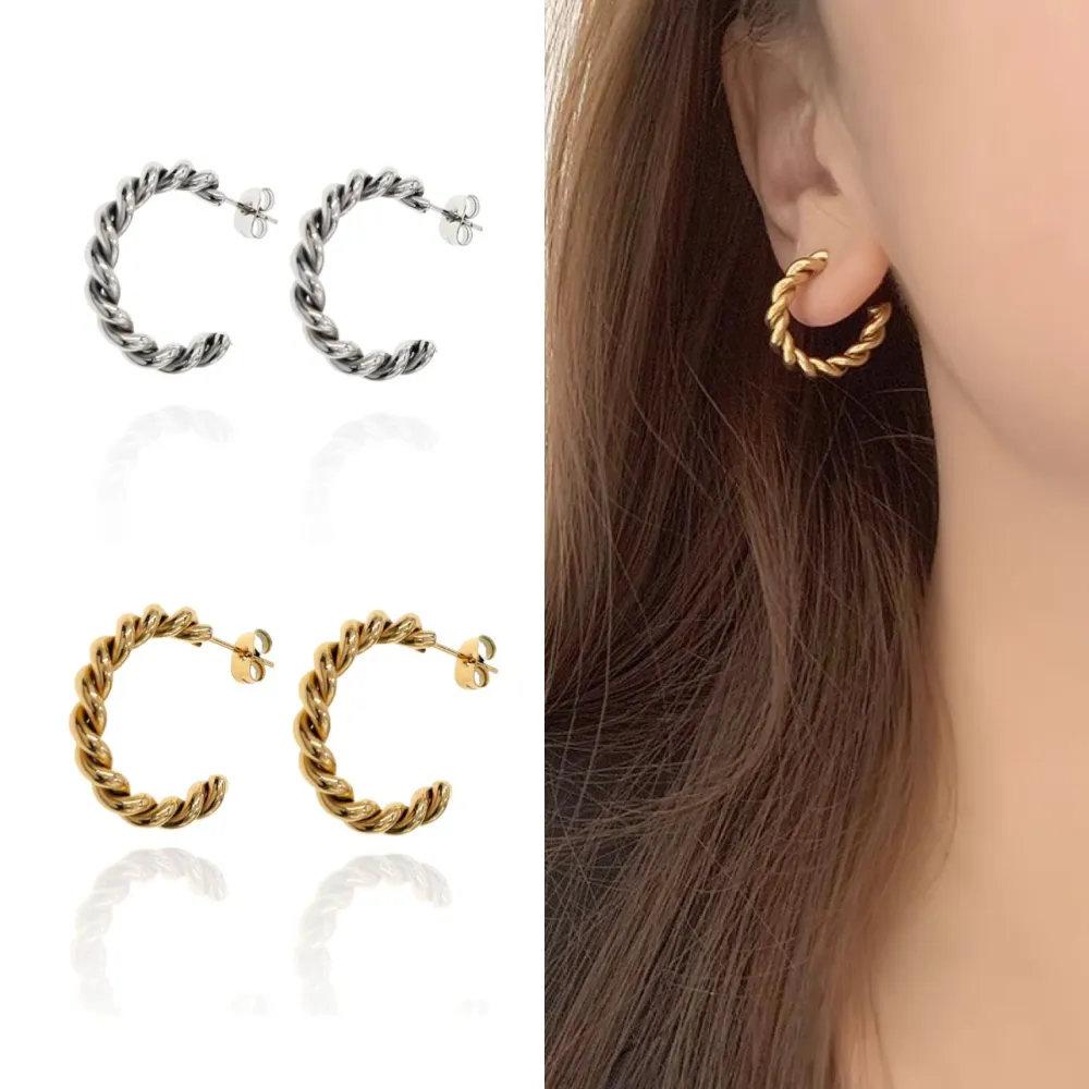 Cerchio Intrecciato -Orecchini in Acciaio - OAP-103-AA190E