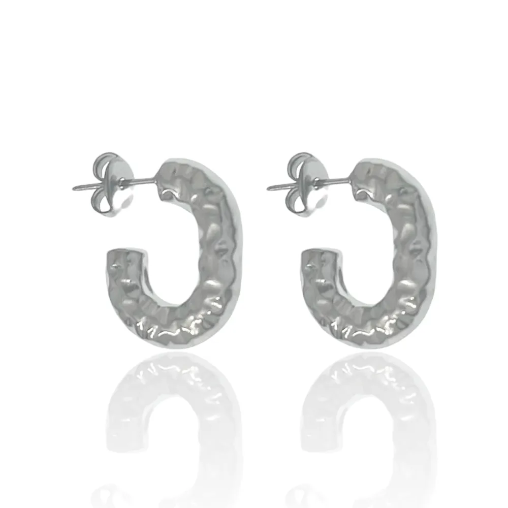 Cerchio Lavorato-Orecchini a Cerchio in Acciaio - OAP-103-AA3343E