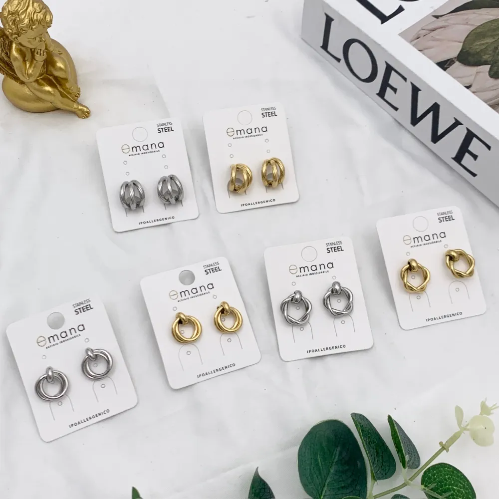 Cerchio Intrecciato-Orecchini in Acciaio - OAP-103-AA4111E