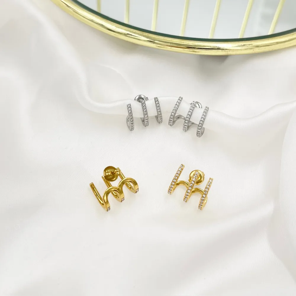 Tre fili -Orecchini in Acciaio - OAP-103-AA4438E