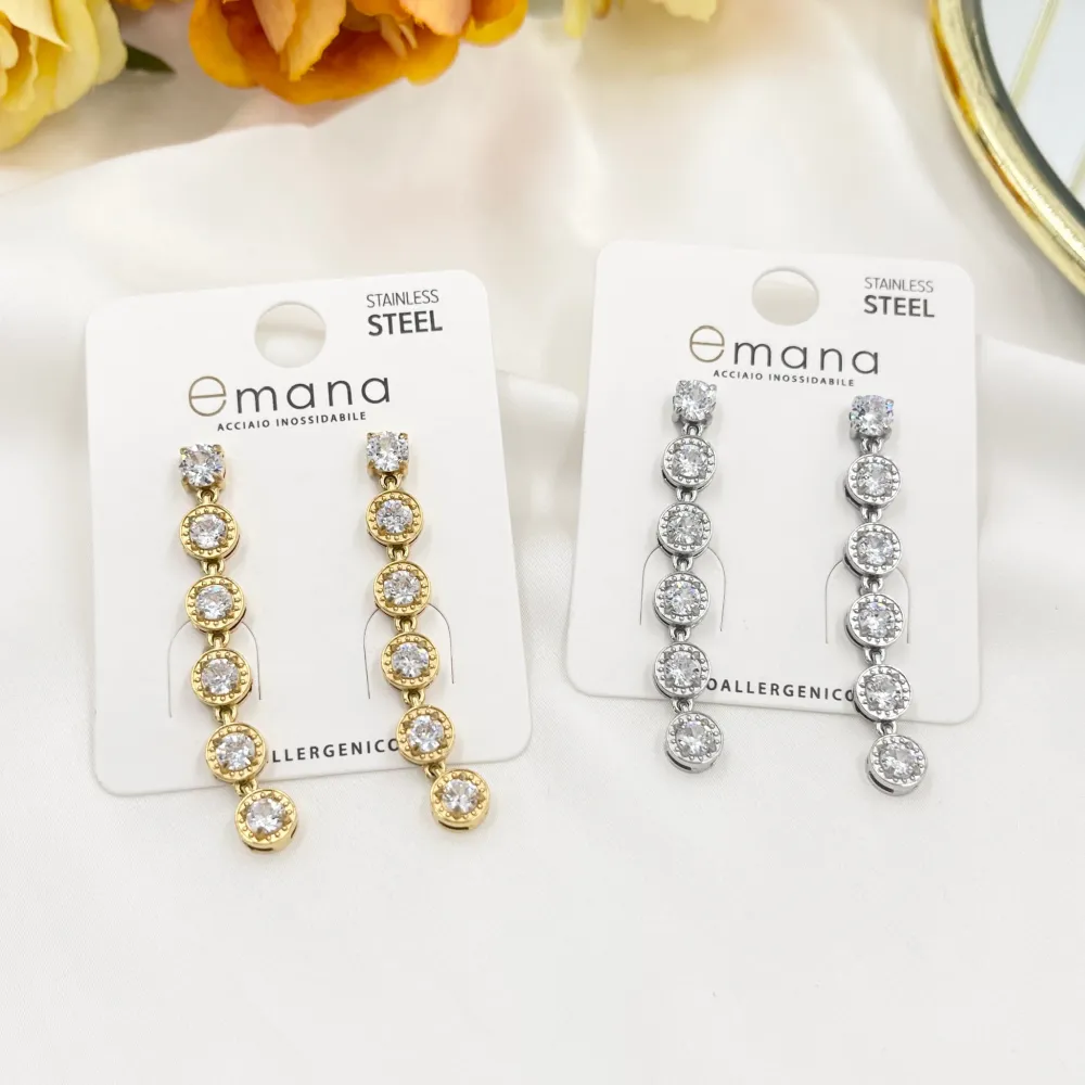 Cipollina Lunga-Orecchini in Acciaio - OAP-103-AA5510E