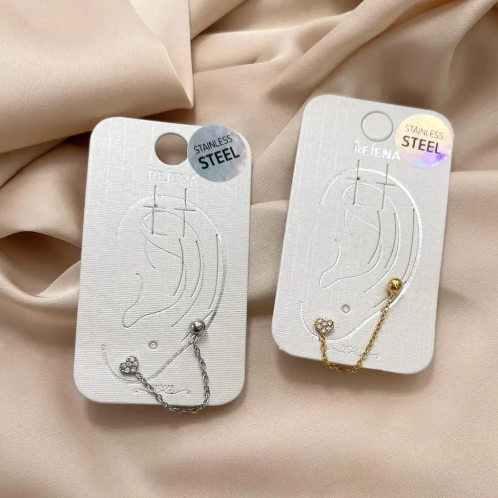 Pallina Catena Cuore con Zirconia-Orecchino Mono Saliscendi in - OAP-103-AA806E