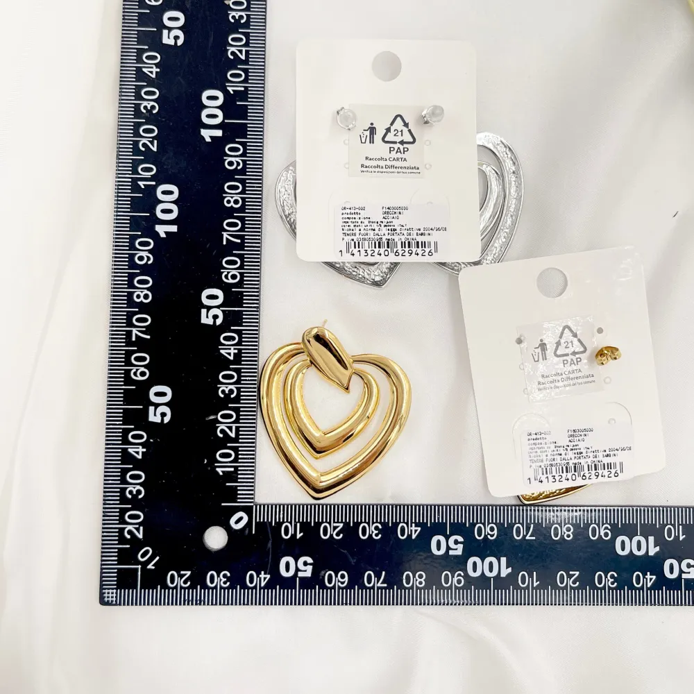 Doppio Cuore -Orecchini in Acciaio - OAP-413-002