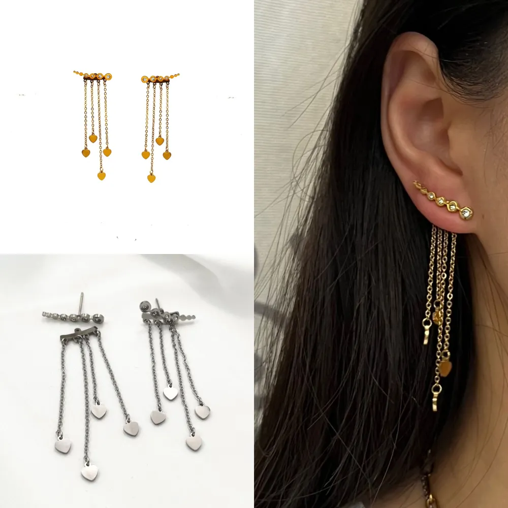 Doppio con Cuore -Orecchini in Acciaio - OAP-413-1028