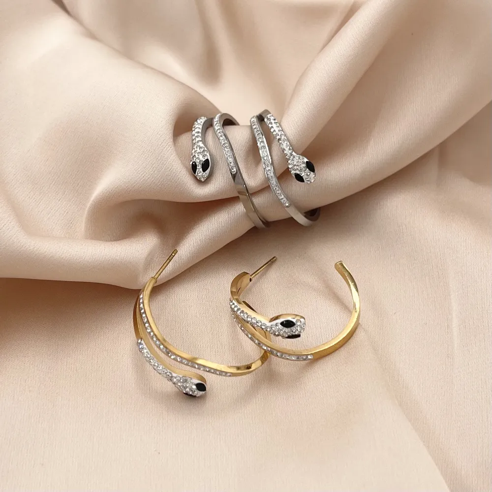 Serpente Cerchio-Orecchini in Acciaio - OAP-413-1042