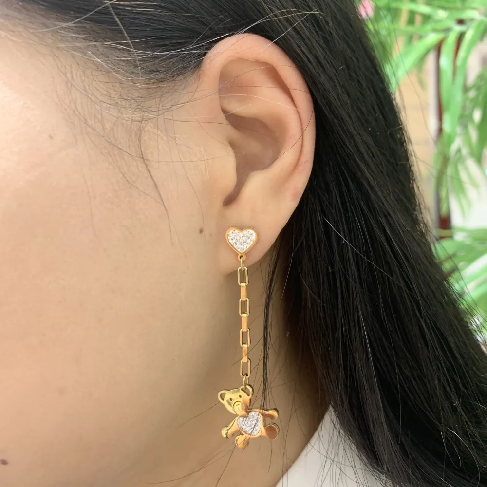 OAP7260-Orsetto e Cuore- Orecchini in Acciaio - OAP-413-1056