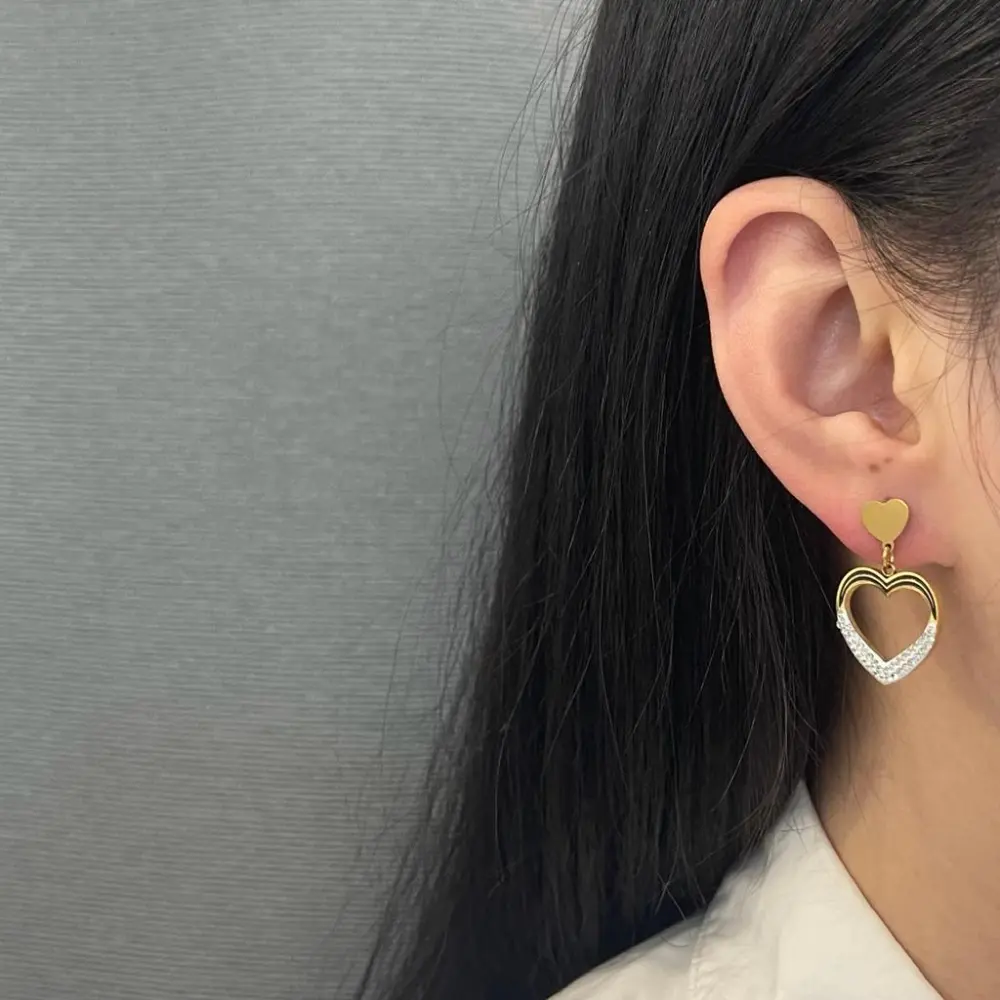 Cuore Pendente-Orecchini in Acciaio - OAP-413-1113