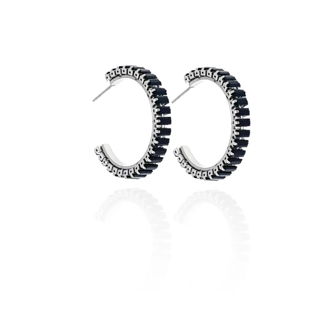 Cerchio con Pietra Colorata -Orecchini in Acciaio - OAP-413-1247