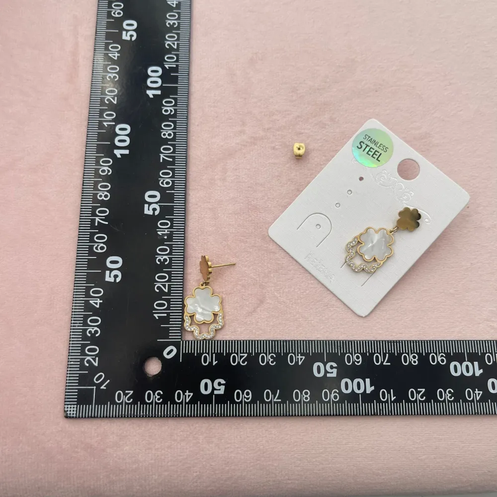 Quadrifoglio con pendente-Orecchini in Acciaio - OAP-413-1268