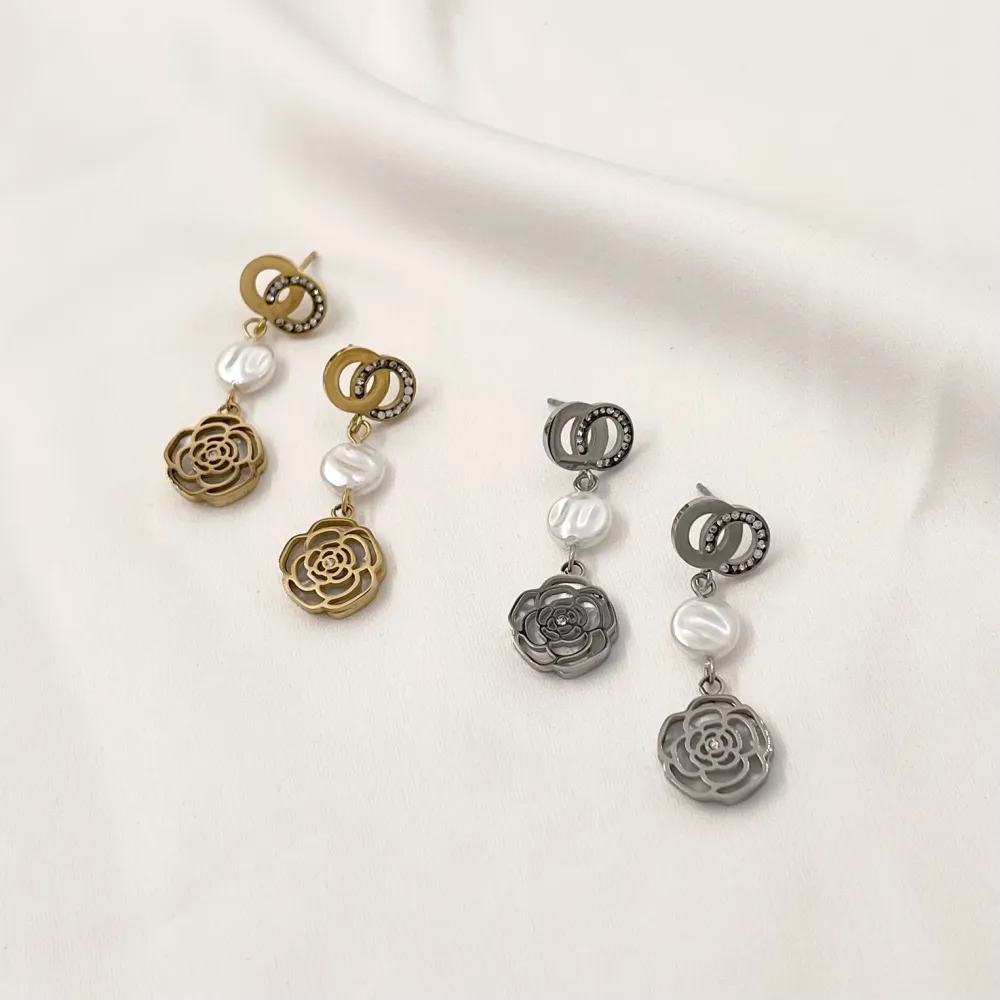 Rosa-Orecchini in Acciaio - OAP-413-1412