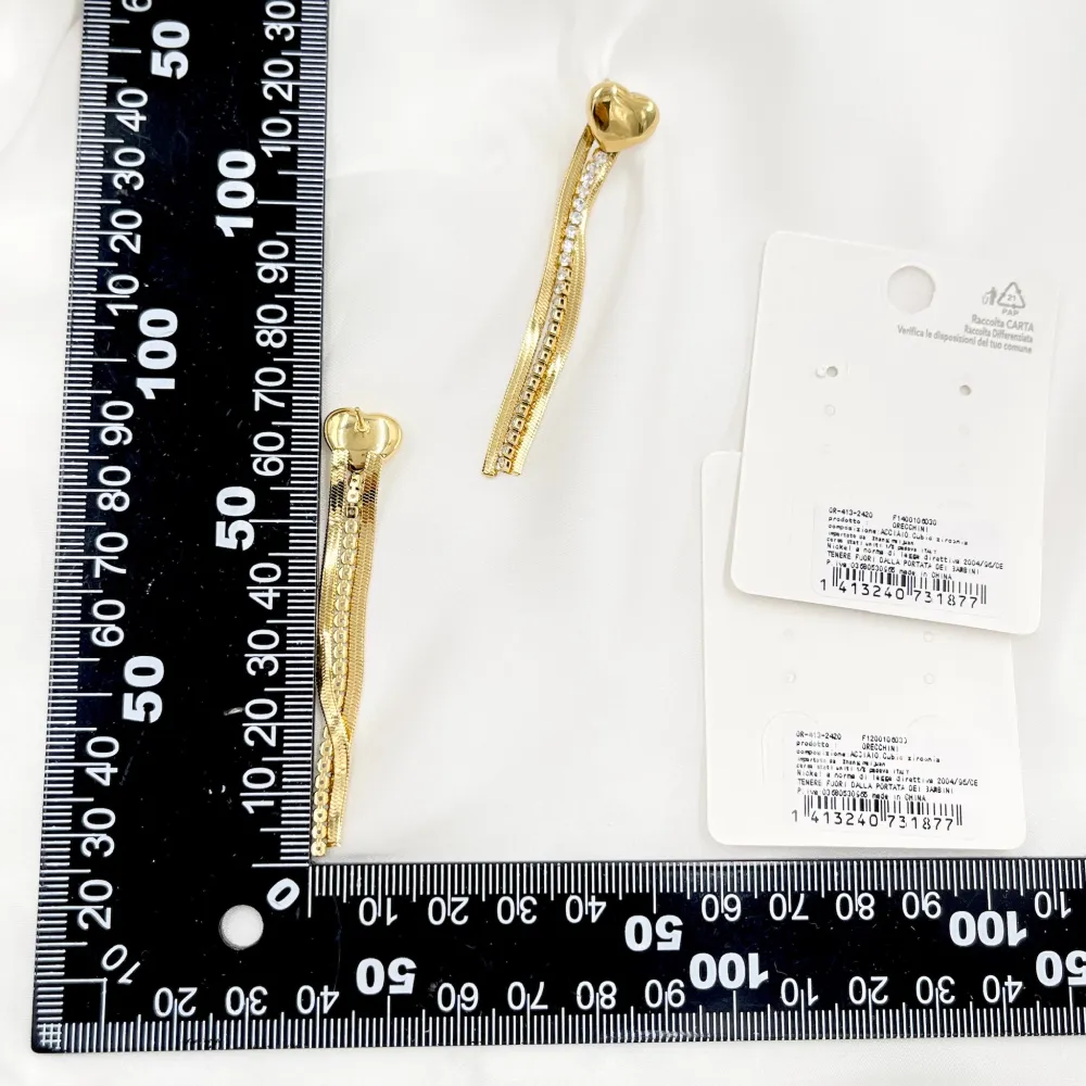 Cuore e Napine -Orecchini in Acciaio - OAP-413-2420