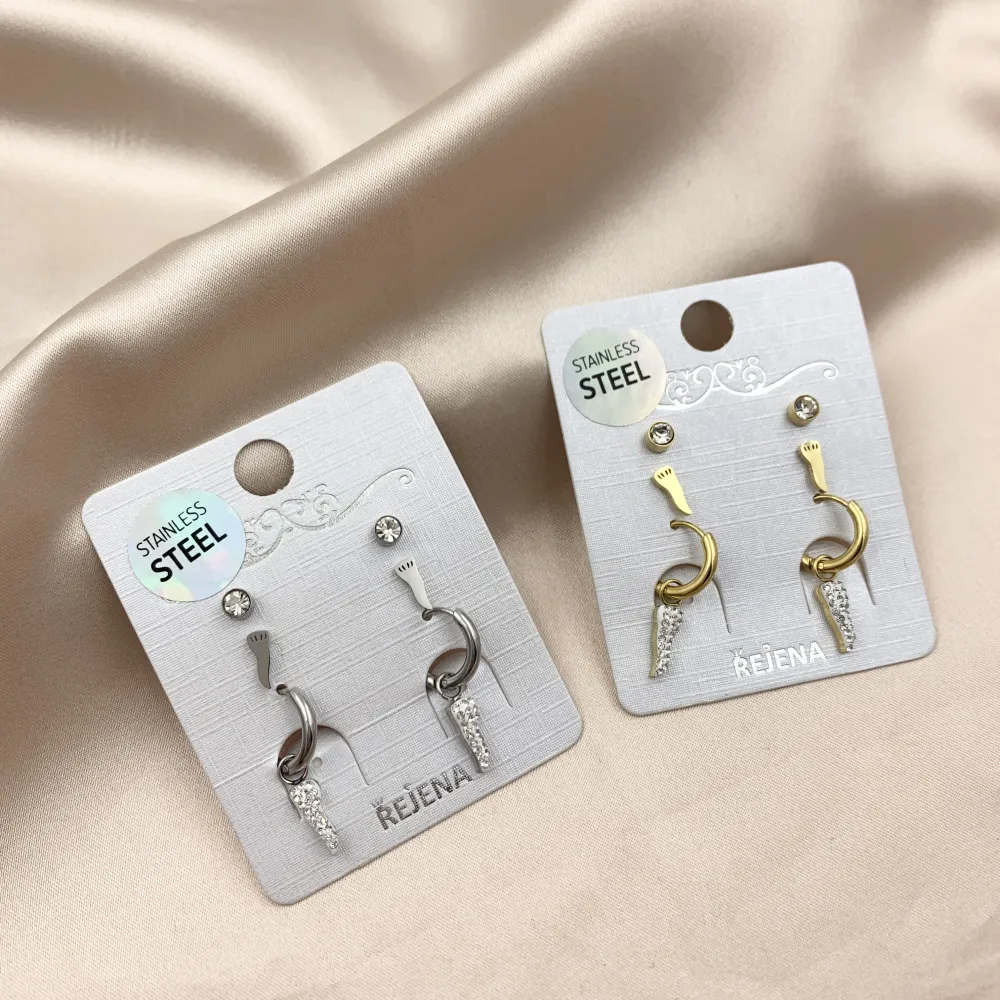 OAP7336-Cornino-Orecchini Tris in Acciaio - OAP-413-656